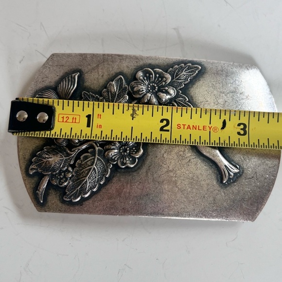 Vintage Scarf Bolo Tie Hummingbird Butterfly Mystical Floral Western Boho Silver - Picture 7 of 7